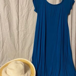Blue Maxi Dress with Sunhat